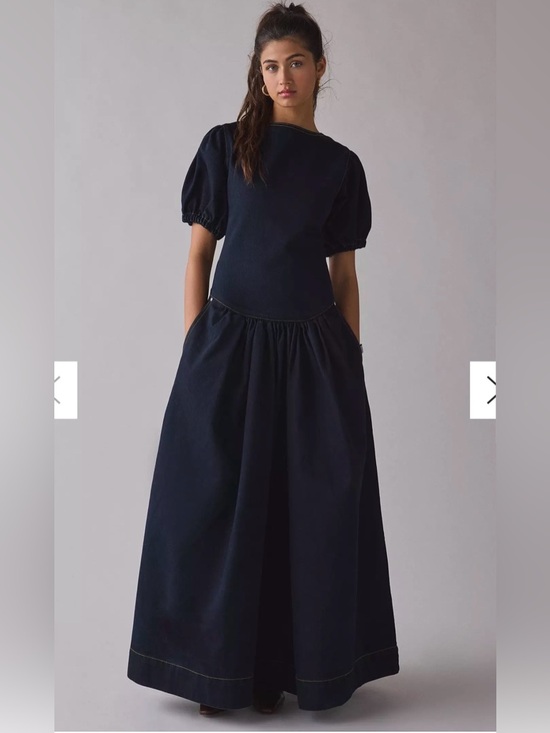 Daisy Street Dresses & Skirts - Daisy Street Annie Drop Waist Bow-Back Denim Maxi Dress - Indigo - US M/UK 10